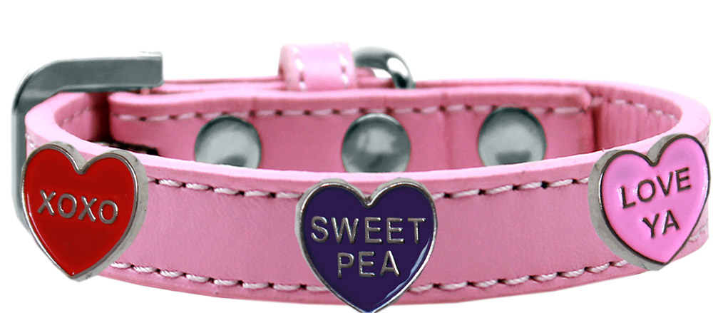 Conversation Hearts Widget Dog Collar Light Pink Size 12